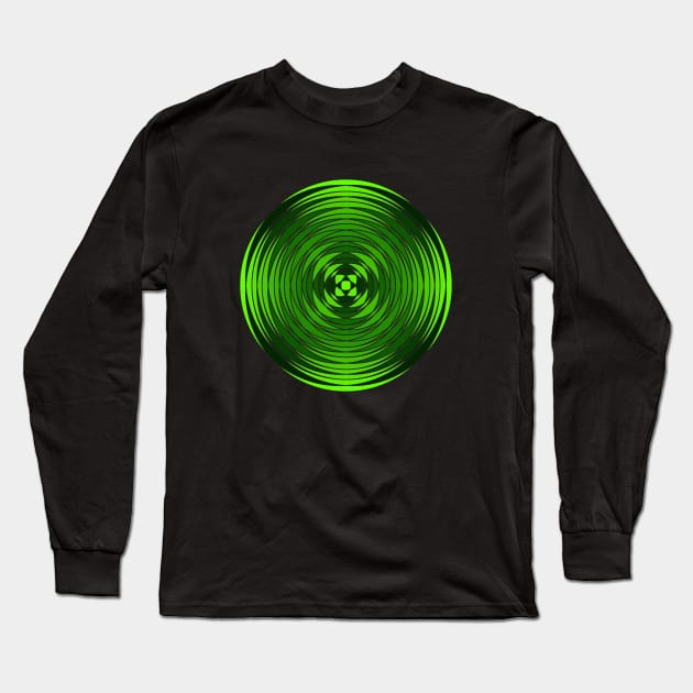 Fuzzy Circular Logic Green 4 Long Sleeve T-Shirt by The Knotty Works